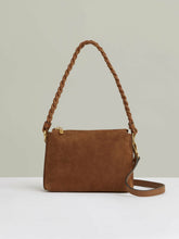Suede Plaited-Strap Cross-Body Bag in Tan | Reiss US