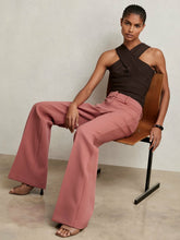 Petite Twill Patch-Pocket Flared Trousers in Pink | Reiss USA