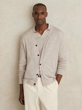 Merino Wool Button-Through Cardigan in Wicker Brown Melange | Reiss USA