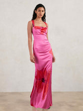 Good American Satin Floral Maxi Dress in Pink | Reiss Sale