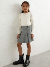 Houndstooth-Check Pleated Skirt in Black/White | Reiss Near Me