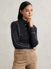 Contrast-Stitch Knit Top in Navy | Reiss For Sale