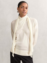 Wool Scarf-Tie Draped Jumper in Cream | Reiss Onsale
