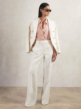 Twill Button-Tab Flared Trousers With Wool in White | Reiss Near Me