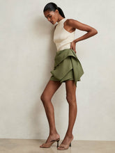 Sculptural Mini Skirt in Green | Reiss Discount