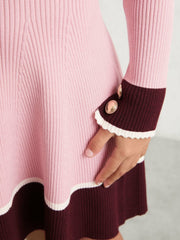 13-14 yrs Scallop-Trim Rib-Knit Dress in Pink | Reiss Discount