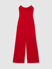 Structured Strapless Wide-Leg Jumpsuit in Red | Reiss Sale
