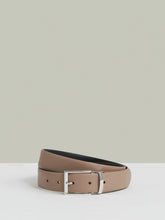 Reversible Leather Belt in Dark Stone/Navy | Reiss