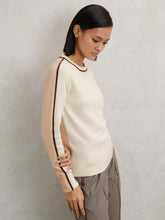 Wool-Blend Colour-Block Jumper With Cashmere in Cream/Neutral | Reiss Onsale