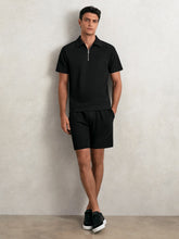 Textured Drawstring Shorts in Black | Reiss For Sale