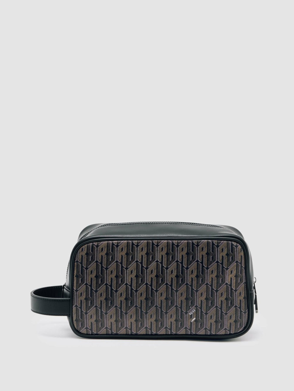Coated Canvas Monogram Wash Bag in Grey Multi | Reiss US