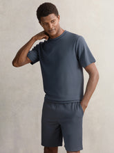Textured Crew-Neck T-Shirt in Airforce Blue | Reiss Discount