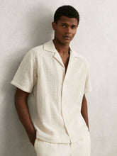 Cotton-Blend Crochet Shirt in Off White | Reiss US