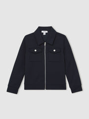 3-9 yrs Interlock Zip Through Overshirt in Navy Blue | Reiss For Sale