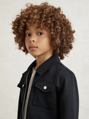 3-9 yrs Interlock Zip Through Overshirt in Navy Blue | Reiss For Sale