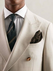 Silk Blend Herringbone Pocket Square in Chocolate Brown | Reiss