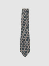 Silk Medallion Print Tie in Indigo Melange | Reiss US