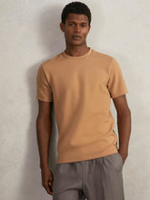 Interlock Jersey Crew Neck T-Shirt in Light Camel Brown | Reiss Onsale