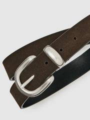 Suede Western-Style Belt in Dark Brown | Reiss Onsale