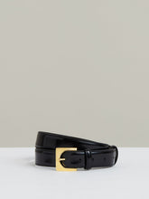 Suede Square Buckle Belt in Black | Reiss Discount