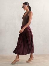 Pleated Midi Skirt in Burgundy | Reiss USA