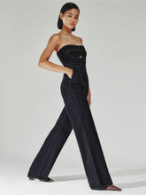 Strapless Wide Leg Denim Jumpsuit in Indigo Blue | Reiss USA