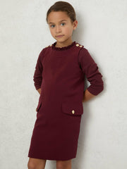 3-9 yrs Button-Detail Sleeveless Shift Dress in Berry | Reiss Sale