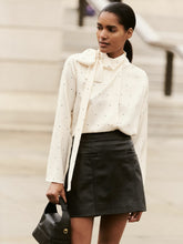 Leather Welt-Pocket Mini Skirt in Black | Reiss US