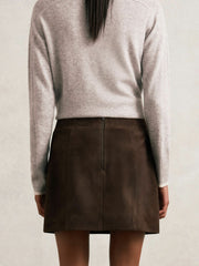 Mini Suede Patch Pocket Skirt in Chocolate Brown | Reiss