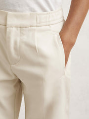 3-9 yrs Relaxed-Fit Pleated Tapered Trousers in Off White | Reiss Onsale
