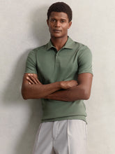 Cotton Short-Sleeve Polo Shirt in Kale Green | Reiss