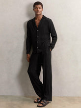 Plissé Wide Leg Trousers in Black | Reiss US