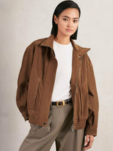 Suede Funnel-Neck Bomber Jacket in Tan | Reiss Sale