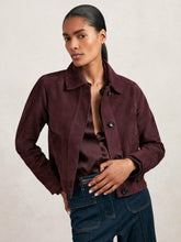 Suede Button Through Jacket in Burgundy | Reiss Discount
