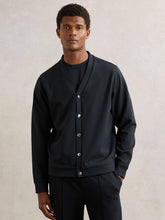 V-Neck Interlock Jersey Cardigan in Navy | Reiss For Sale