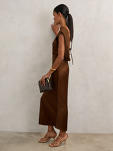 Petite Back Detail Midi Dress in Bronze | Reiss Near Me
