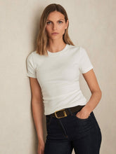 Stretch-Cotton Ruched Ribbed T-Shirt in White | Reiss Sale