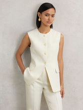 High-Neck Longline Waistcoat in Cream | Reiss USA