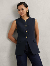High-Neck Longline Waistcoat in Navy | Reiss Onsale