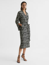 Swirl Print Midi Dress in Black/Cream | Reiss USA