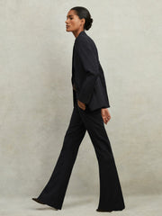 Petite Wool-Blend Tailored Flared Suit Trousers in Navy | Reiss Discount