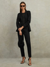 Petite Wool Blend Tapered Suit Trousers in Black | Reiss US