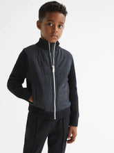 Junior Hybrid Zip Through Quilted Jacket in Navy | Reiss For Sale