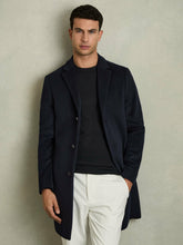 Wool Blend Single Breasted Epsom Overcoat in Navy | Reiss Discount