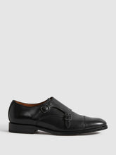 Leather Double Monk Strap Shoes in Black | Reiss US