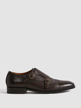 Leather Double Monk Strap Shoes in Dark Brown | Reiss Discount
