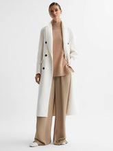 Petite Relaxed Wool Blend Blindseam Belted Coat in Cream | Reiss USA