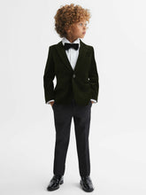 9-14 yrs Slim Fit Velvet Single Breasted Blazer in Emerald | Reiss