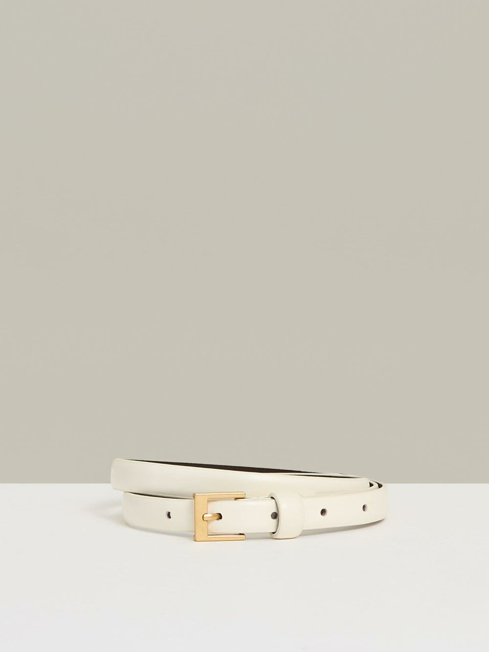 Thin Leather Belt in Off White | Reiss US