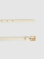 Thin Leather Belt in Off White | Reiss US